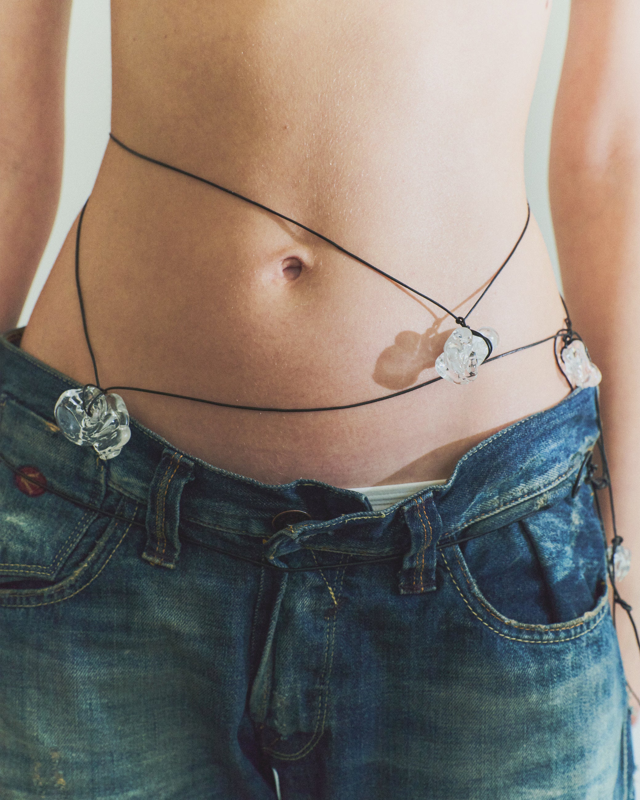 Pure / Multiple Beads / Leather Waist Cord